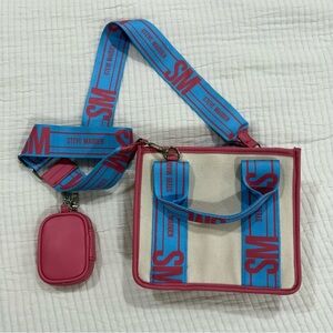 Steve Madden Bwebber Blue Multi Canvas Crossbody Tote Shoulder Bag Viral TikTok